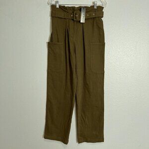 Lulu's Women's High Waist Olive Green Belted Pants Size M